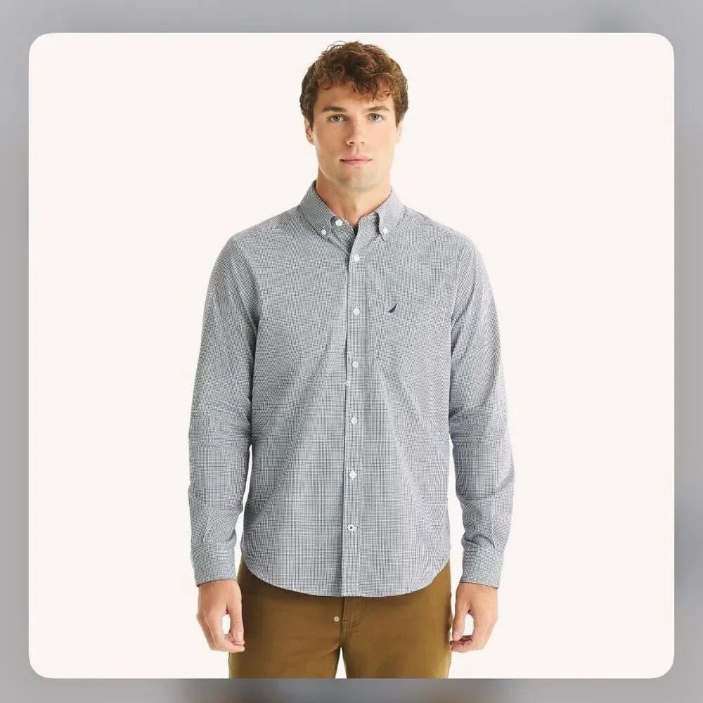 NWT Nautica XL 100 percent cotton blue collar shirt button down (w1)